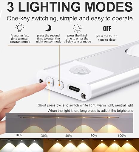 LED Motion Sensor Under Cabinet Light, 3 Hill Light Modes Stepless Dimming Under Closet Lights suppliers