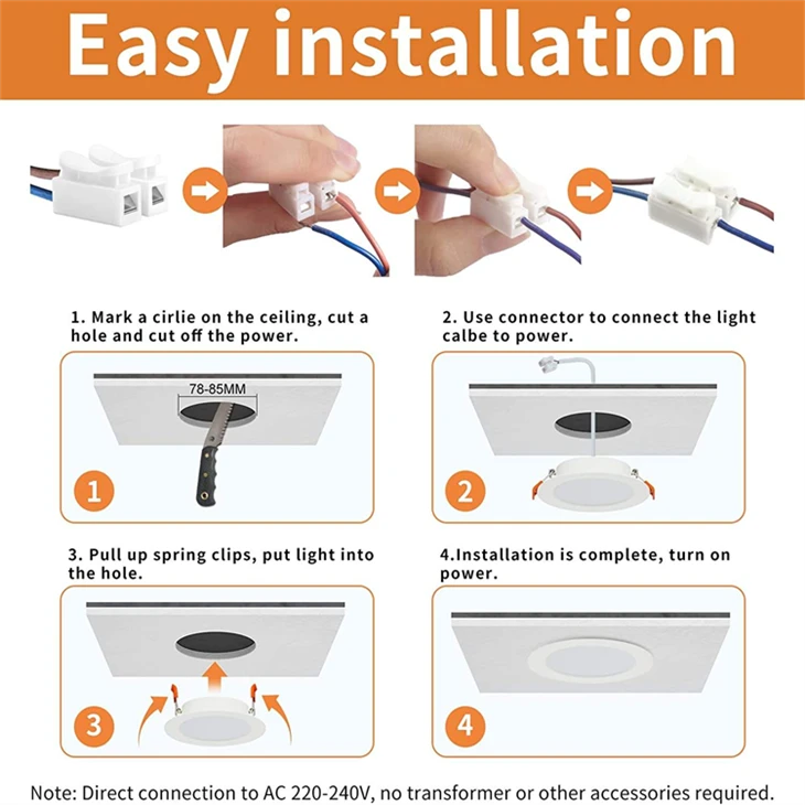 Dimmable LED Recessed Downlights - 3W-24W Slim Panel Lights (2.5