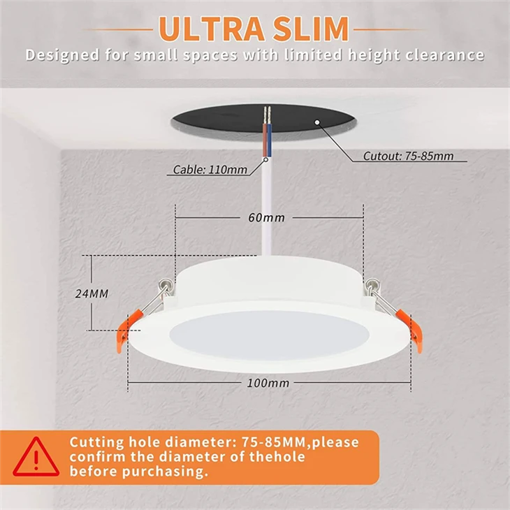 Dimmable LED Recessed Downlights - 3W-24W Slim Panel Lights (2.5