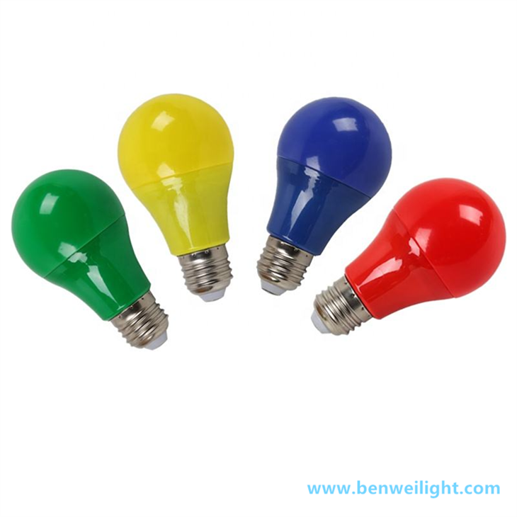 Set soket lampu percutian dengan lampu Krismas LED|Mentol filamen berbilang-warna: merah, hijau, biru, kuning dan oren.