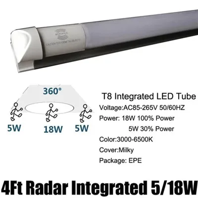 Lampu Tiub LED Penderia Gelombang Mikro T8
